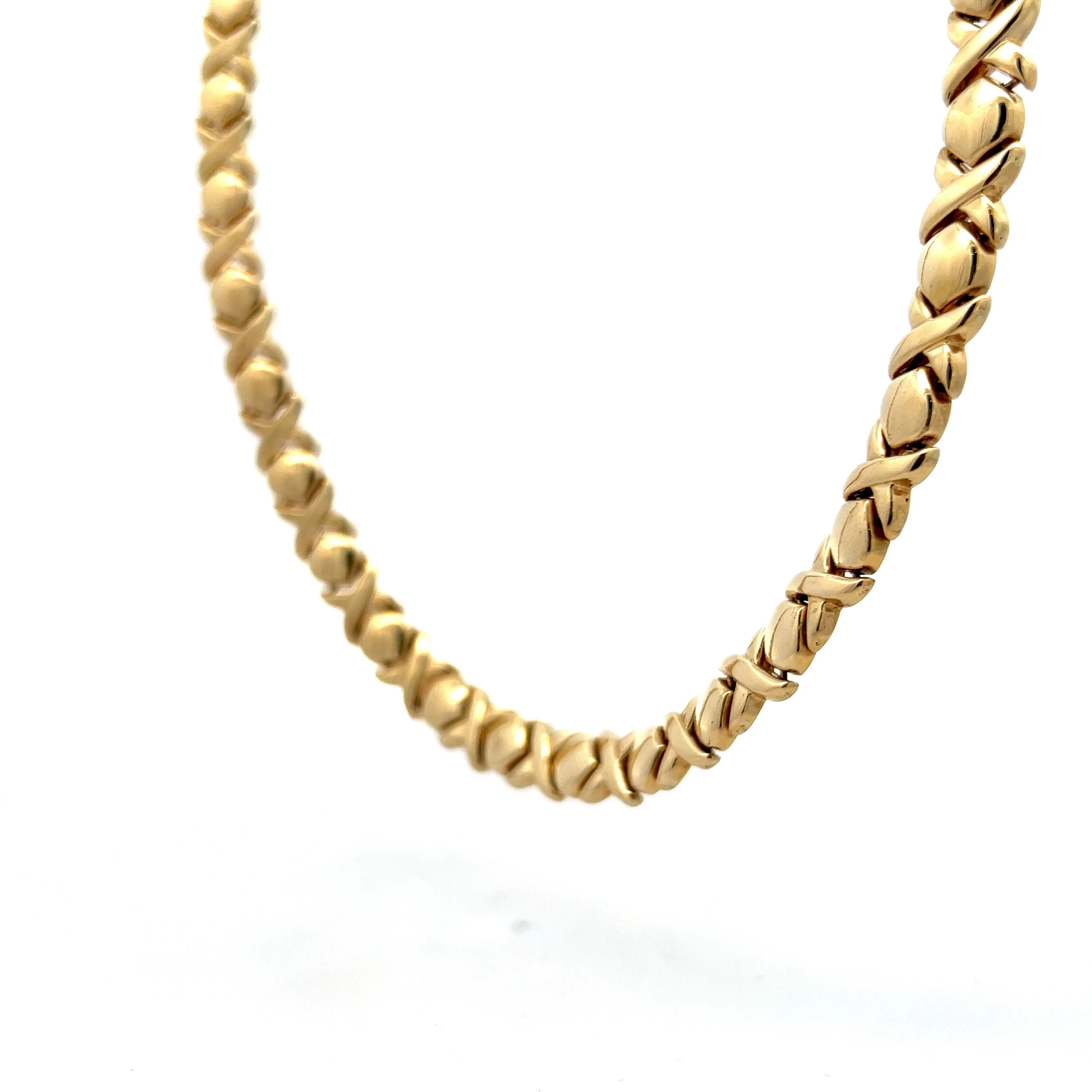 X & O Pattern Necklace in 14k Yellow Gold