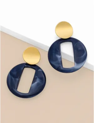 Zenzii - Navy Marbled Pendant Drop Earring